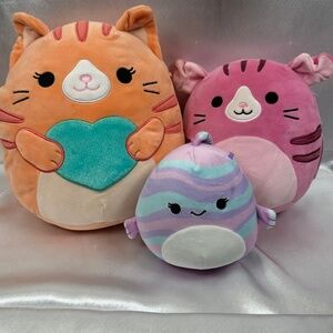 Squishmallows Plush Lot of 3 Geraldine Pastel Striped Stuffed Animals (1 NWT)
